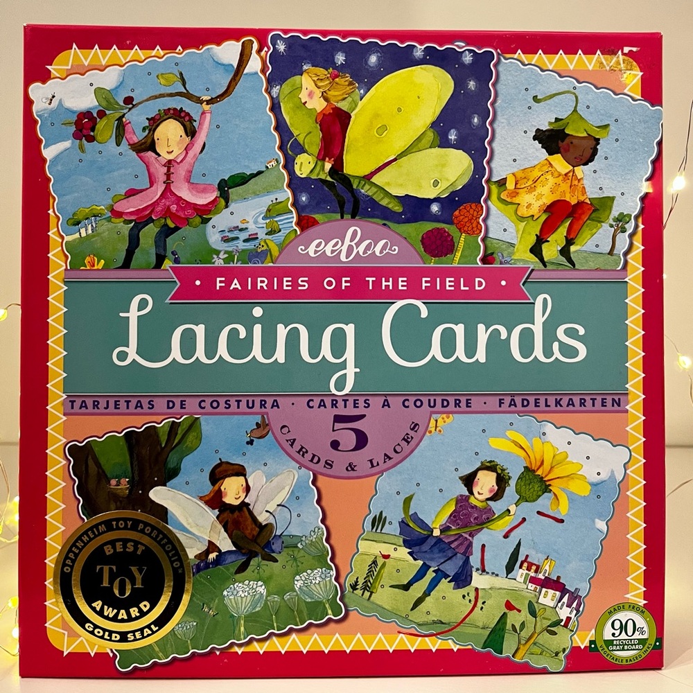 **SOLD** Set of 5 Eeboo fairies lacing cards